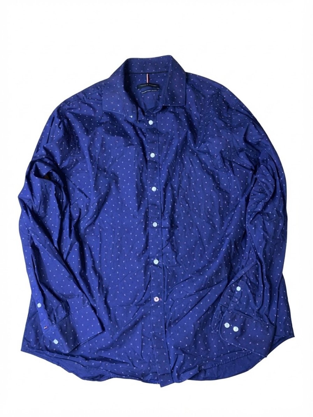 Tommy Hilfiger Navy Blue Micro Geometric Print Shirt XL 17.5 34/35